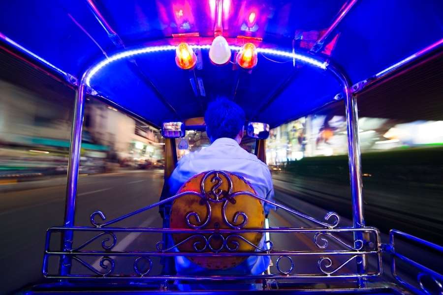 Female Solo Travel in Bangkok - taking a tuk tuk