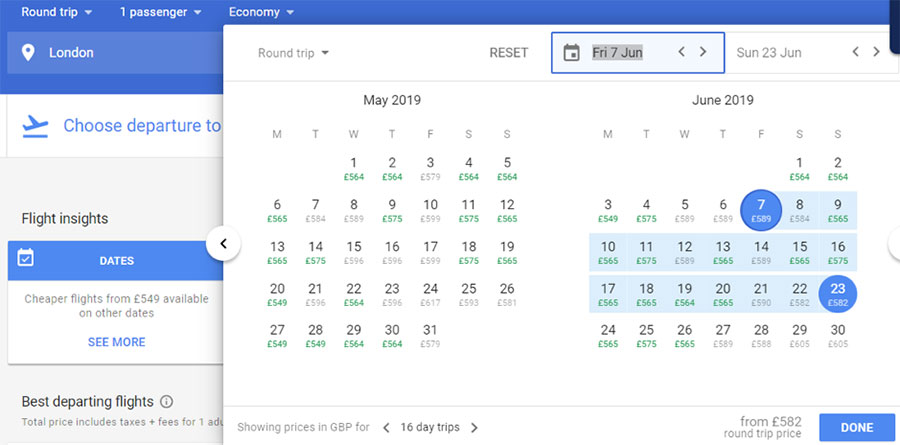 Save Money On Airfares - flight calendar