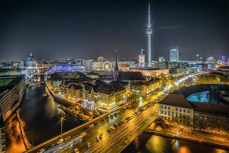 Berlin skyline by night 