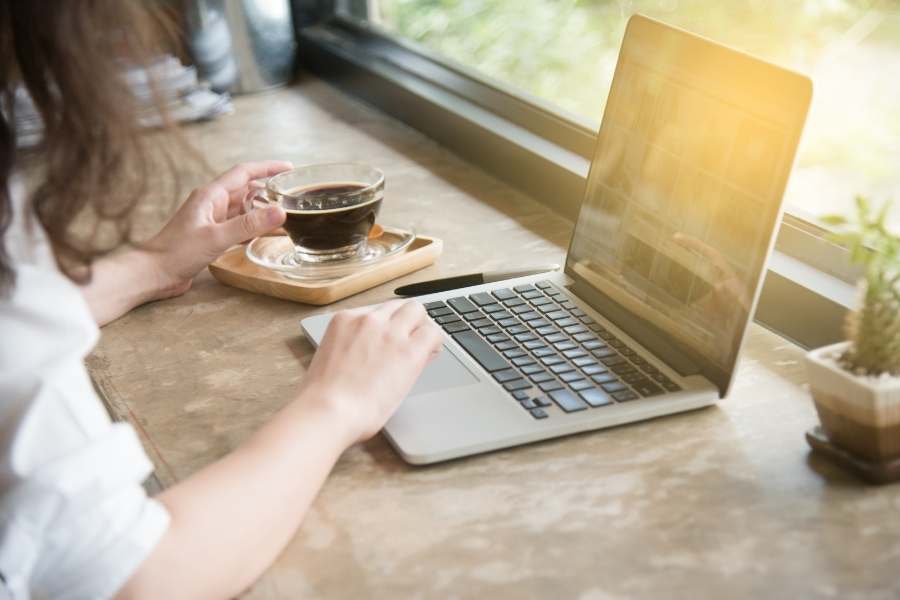 Girl working on a laptop