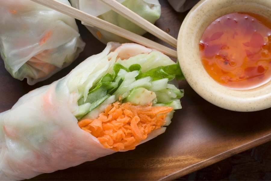 Vegan food guide to Asia Rice Paper Rolls vietnam