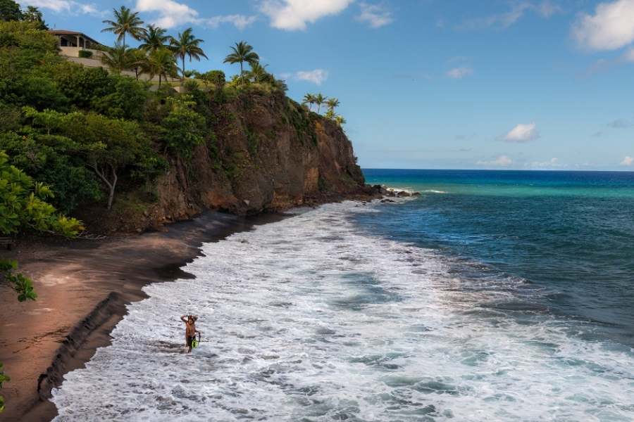 montserrat digital nomad visa - black sand beach