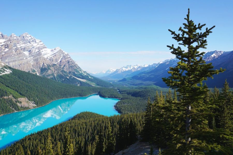 beautiful view of a lake and mountain in Canada