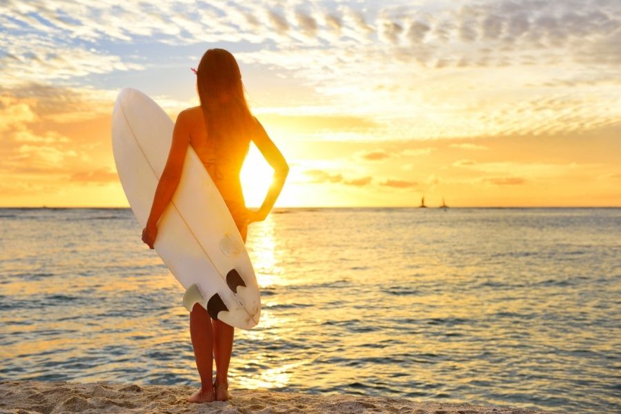 surfing woman